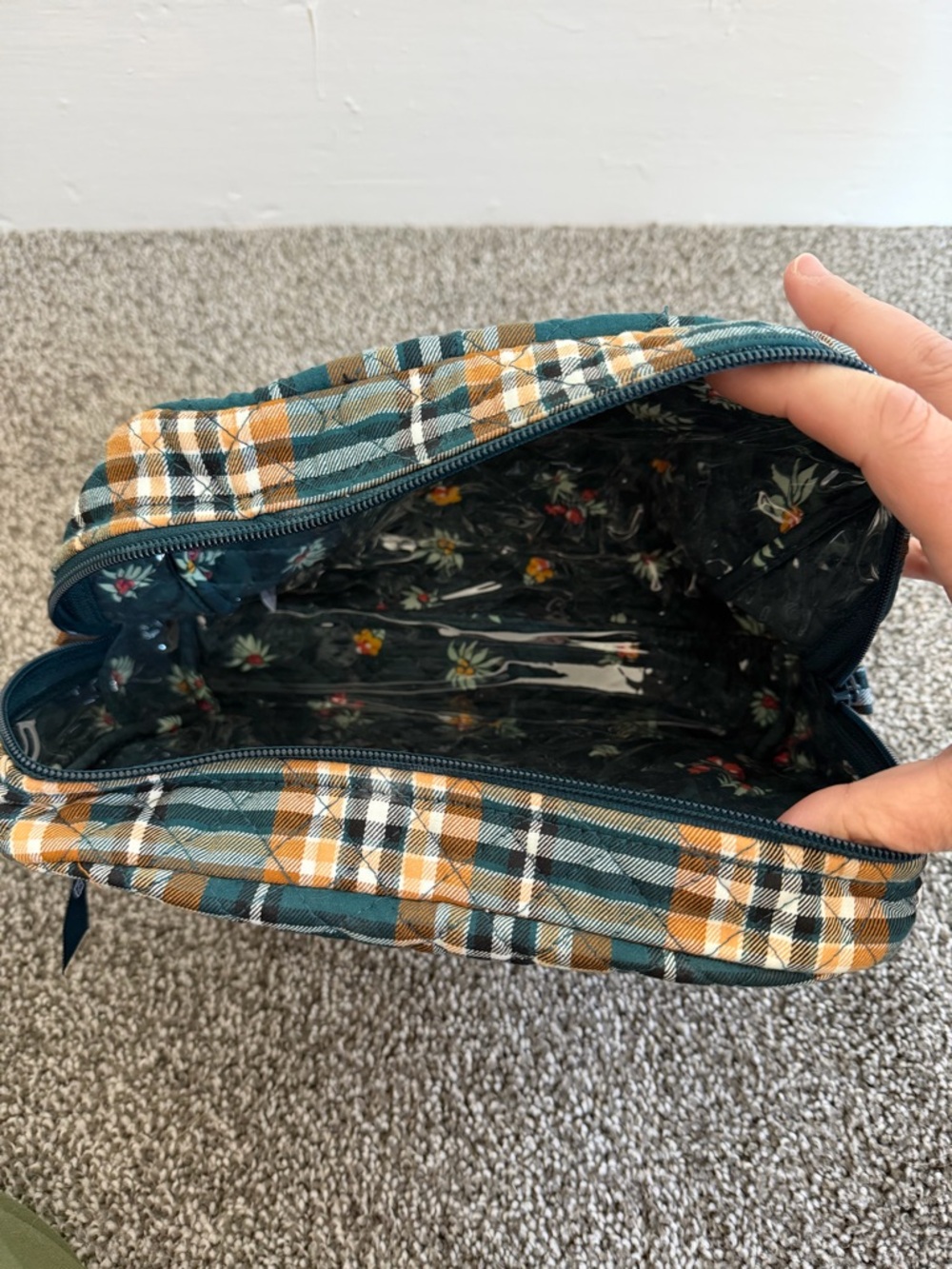 Vera Bradley Quilted Plaid Tote and Cosmetic Pouch in Teal, Brown, White - Picture 6 of 6
